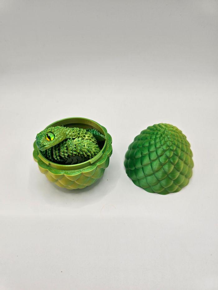 🐉Œuf style dragon en 3D  avec son serpent articulé assorti🐍. - photo numéro 2