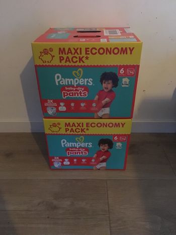 2 cartons couches Pampers baby dry pants taille 6