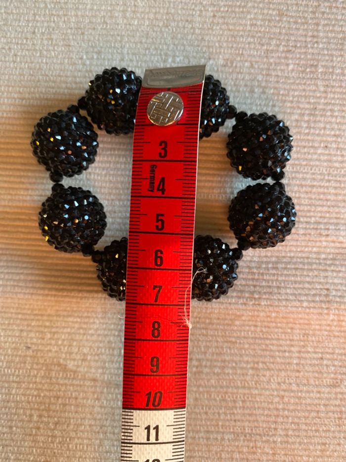 Bracelet en perles noires avec strass noirs - photo numéro 11