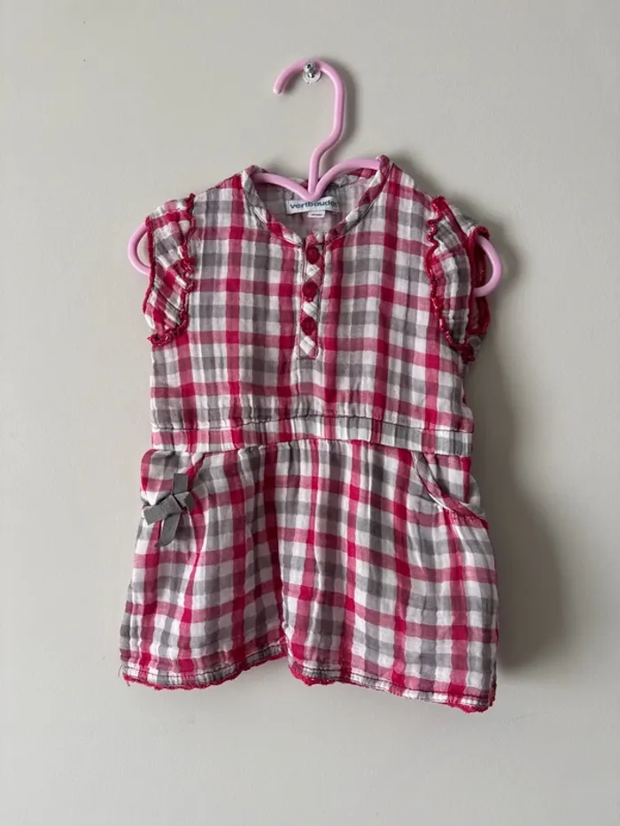 👗 Robe à carreaux - bébé fille - 6 mois verbaudet - très bon état - 100 %coton - 67 cm
