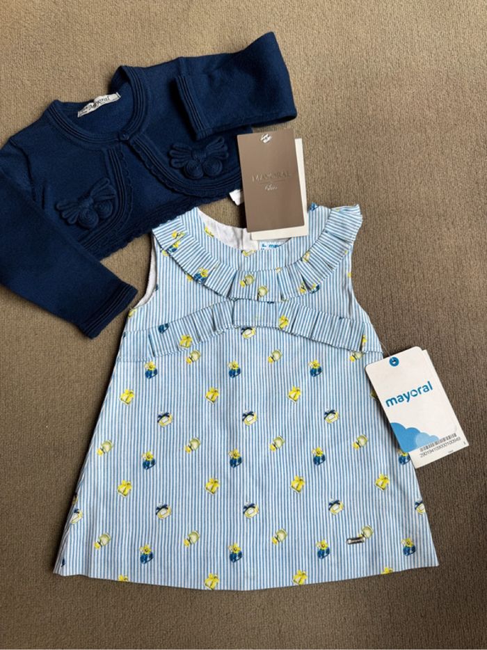Robe rayée + boléro bleu marine Mayoral