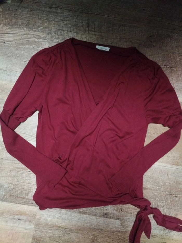 Pull fin cache cœur bordeaux Sfera taille S