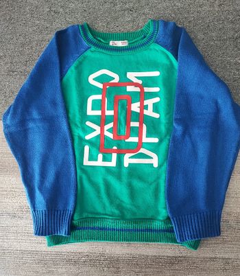 Pull vert et bleu