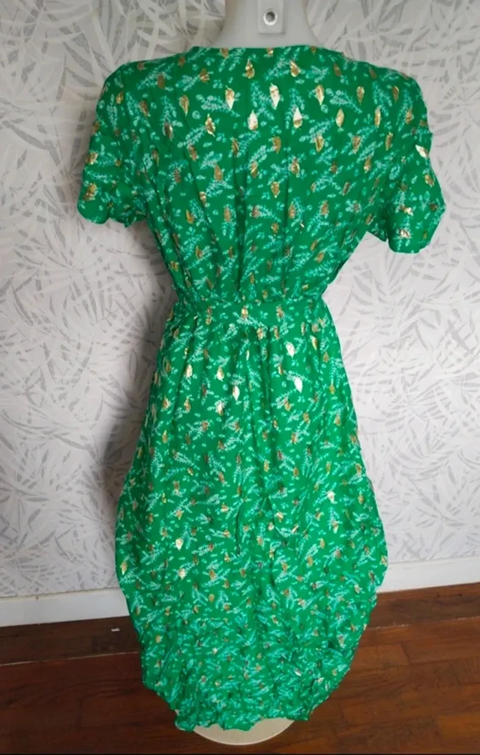 Magnifique robe longue femme été avec dorures taille 36 38 S M - photo numéro 9