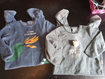 Lot de 2 pyjamas hiver polaire garçon 24 mois, 2 ans, Kiabi, petit béguin, bleu,gris, 1 pièce