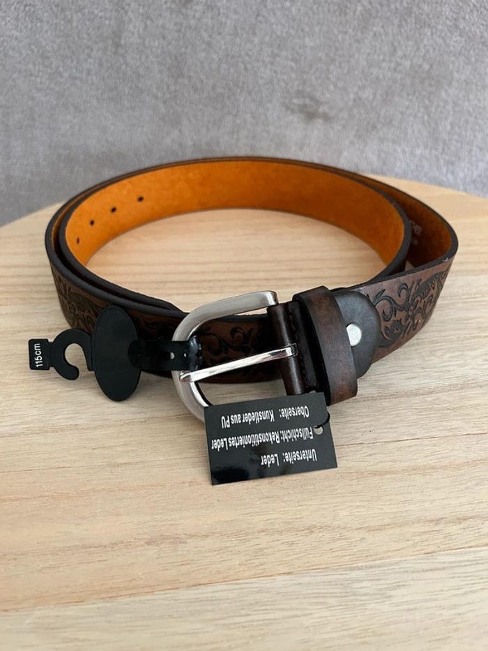 Ceinture en cuir brun taille 115 cm