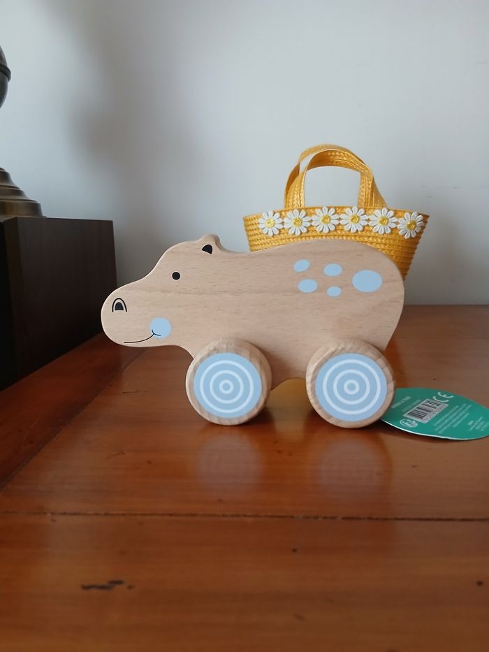 jouets bois massif : Biche-culbuto à empiler + Hippo à faire rouler - photo numéro 8