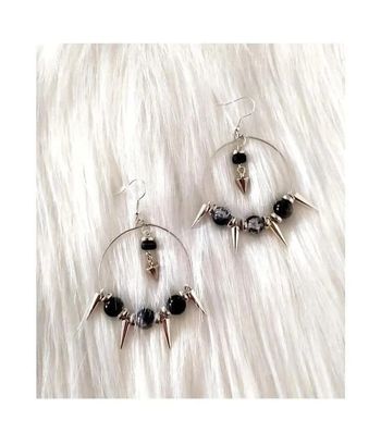 Boucles d'oreilles pendantes anneaux avec pointes style punk rock gothique métal
