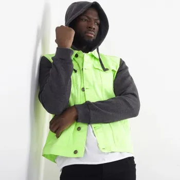 Veste Brave Soul Jeans Capuche Fluo Homme Taille M Neuf