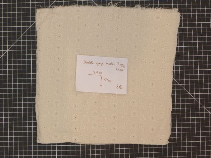 Coupon - Double gaze brodée suzy ecru