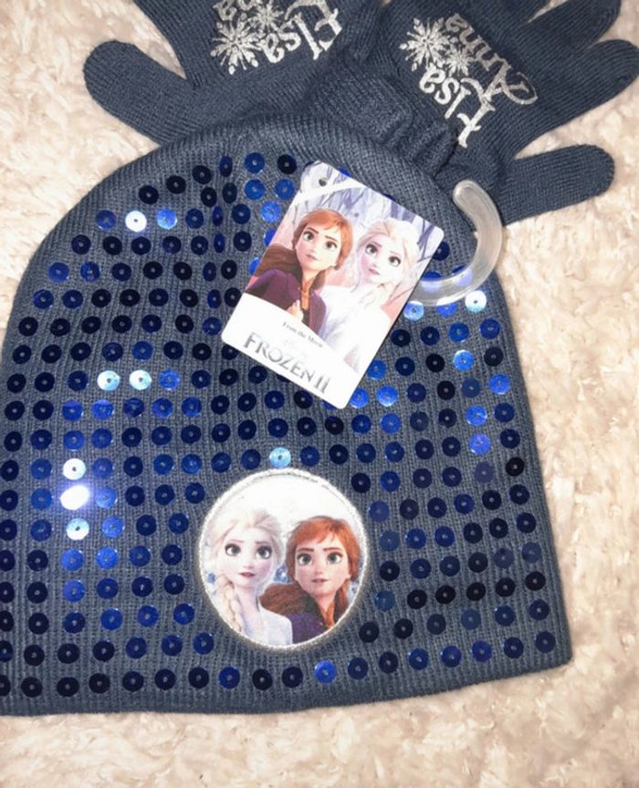 Ensemble bonnet à sequins et gants Reine des neiges Anna et Elsa💫 - photo numéro 2