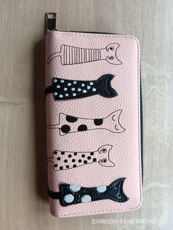 Portefeuille chats rose