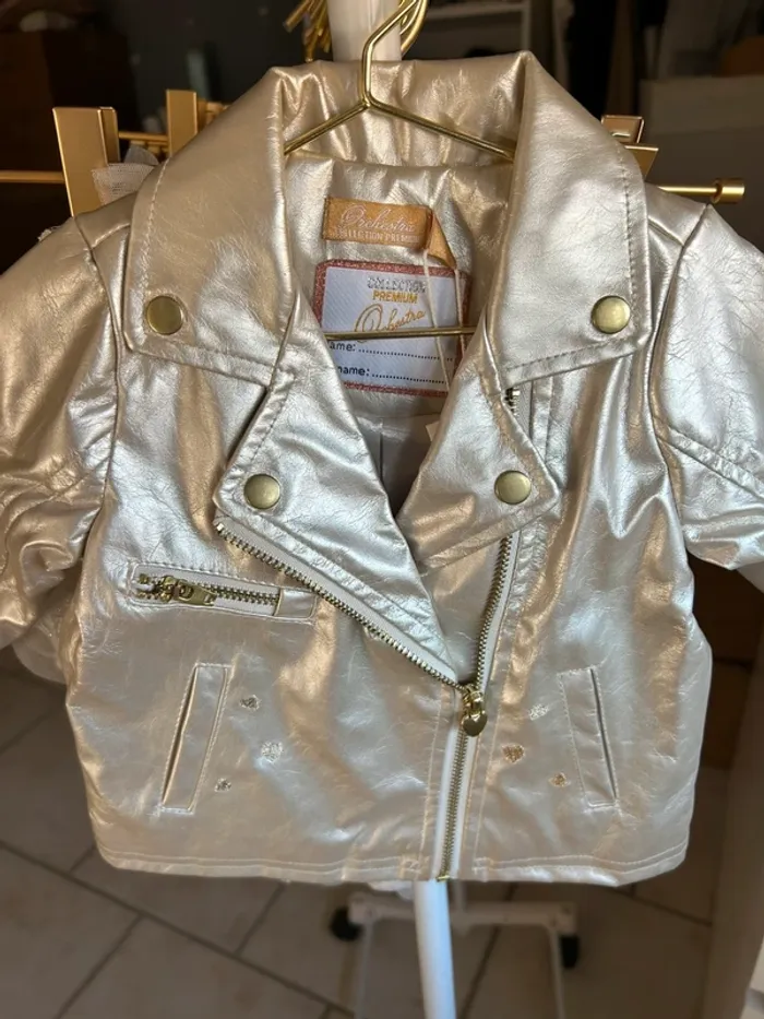 Veste blazer en similicuir doré Orchestra taille 9 mois neuf avec étiquette