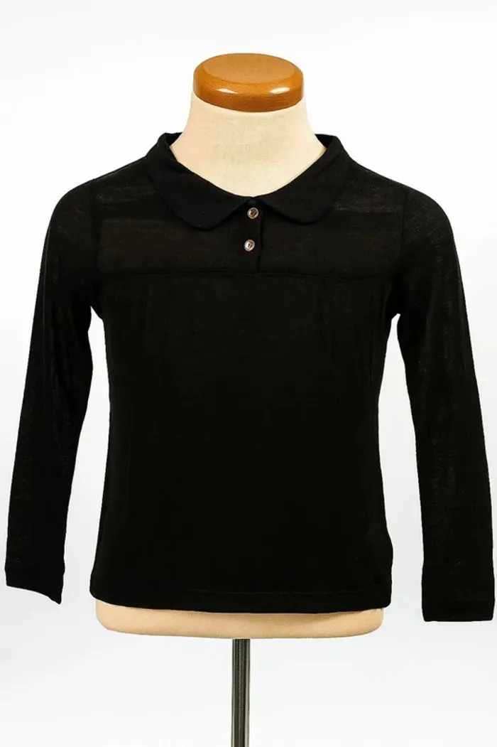 Tee shirt manche longue semi transparent noir La Fée Maraboutée Taille 14 ans - photo numéro 2