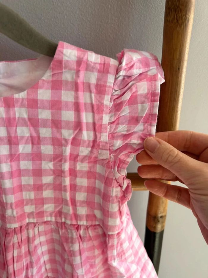 Robe à carreaux vichy rose + barrette - Taille 3-4 ans - photo numéro 2