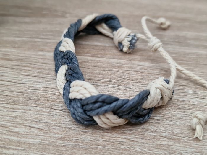 Bracelet Tressé Gris Beige - photo numéro 7