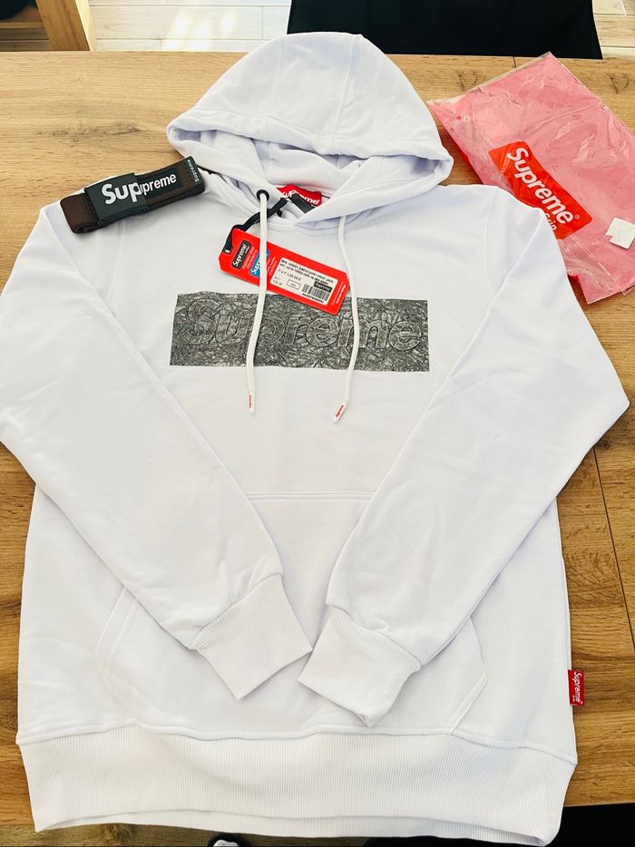 Sweat à capuche supreme grip blanc homme taille M neuf avec étiquette - photo numéro 2