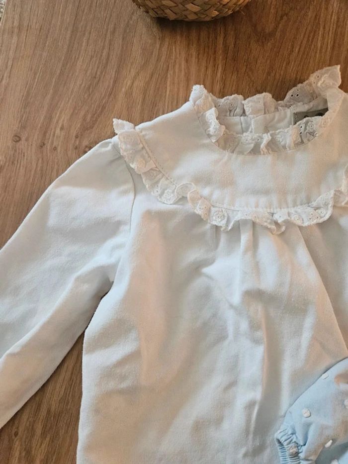 Ensemble bloomer bleu clair et blouse José varon 12 mois - photo numéro 7