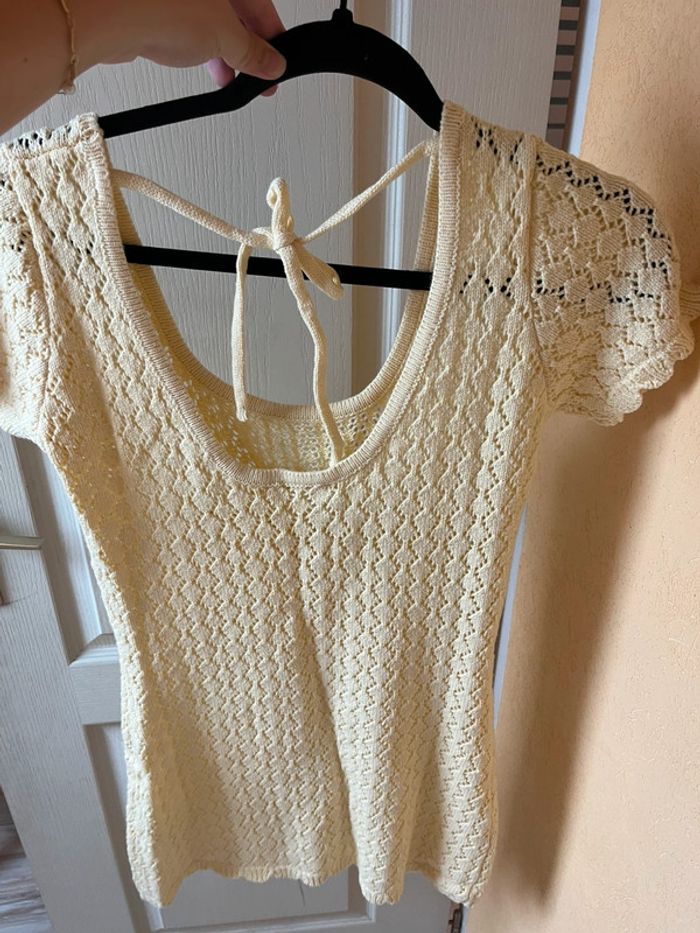 The Frolic Robe de plage courte en maille crochetée Jaune citron - photo numéro 4