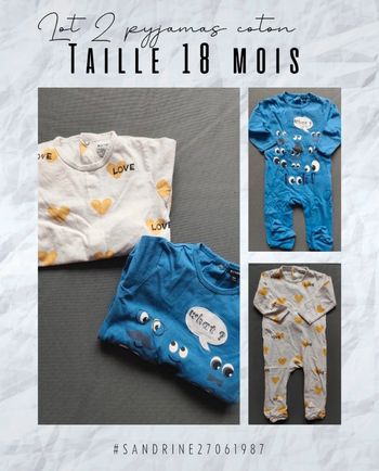 Lot 2 pyjamas coton 1 pièce