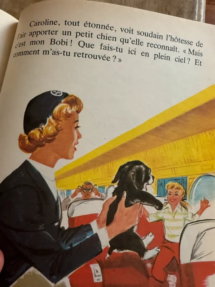 Livre album ancien reliure rouge Caroline voyage en avion Gentil Coquelicot Hachette cartonné - photo numéro 8