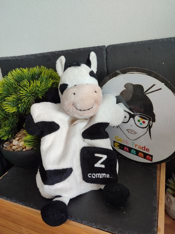 doudou alphabet peluche marionnette zèbre z comme noir blanc baby nat' DD003439