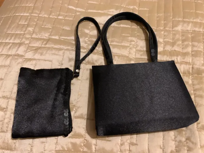 Double Sac à main en satin noir