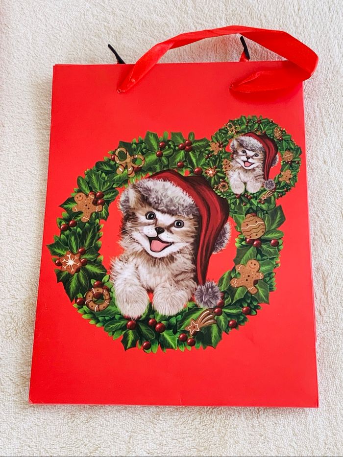 Lot de 3 pochettes rouges chats Noel Vitrine Magique - photo numéro 2