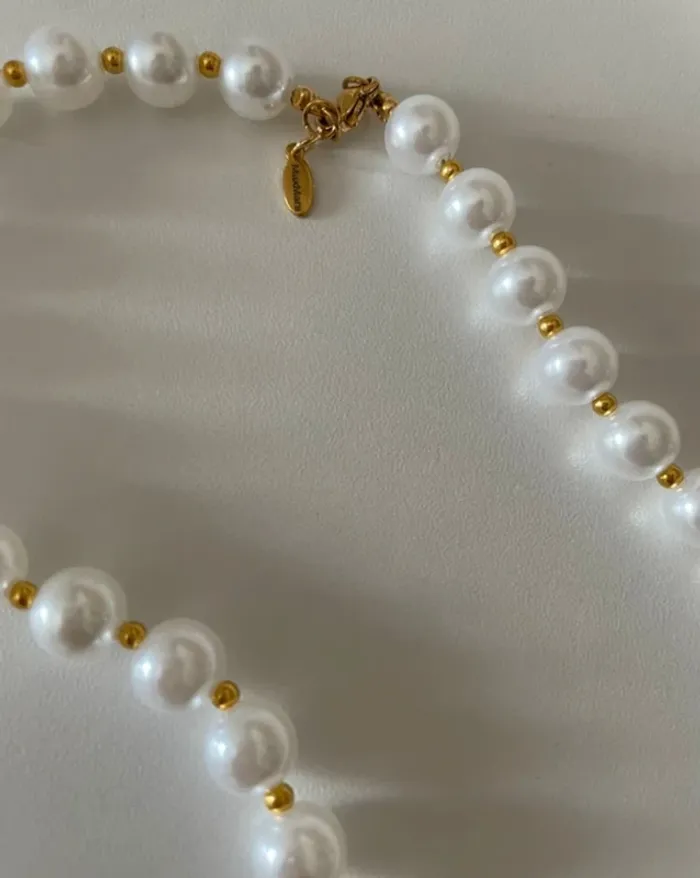 Collier perle artificielle pendentif cœur en acier MaxMara - photo numéro 5
