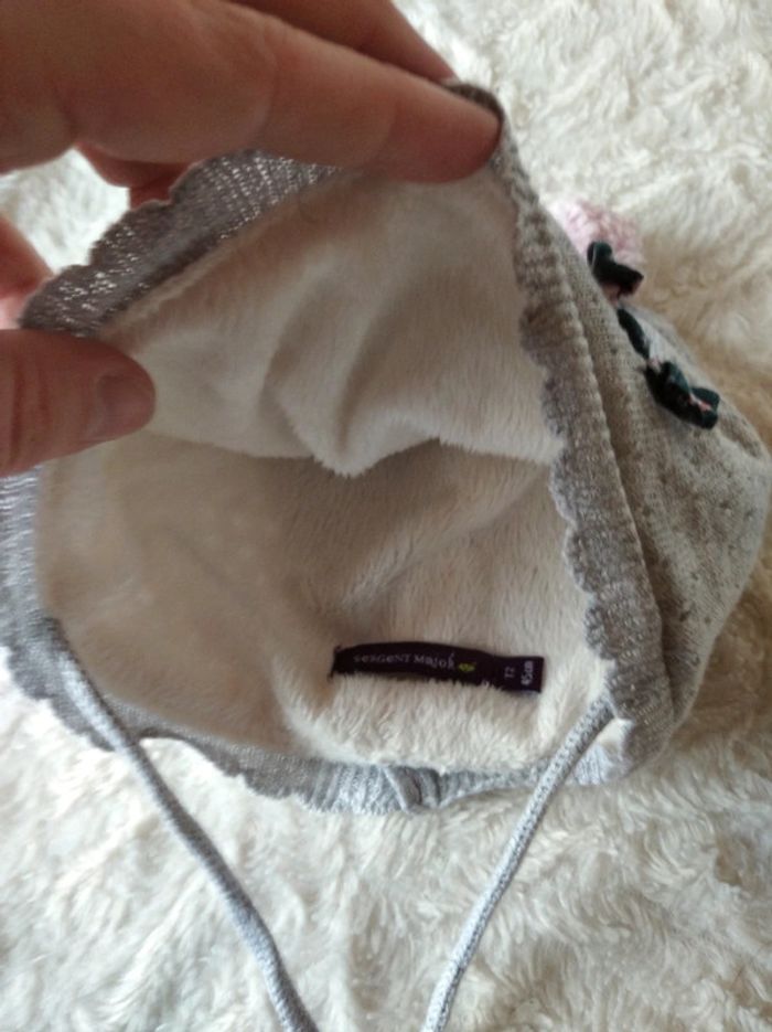 Bonnet doublé avec deux pompons et un nœud Fille 45 Taille 1 Sergent major - photo numéro 6