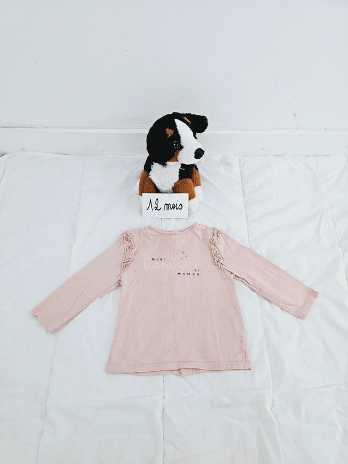 Tee shirt manches longues rose bébé fille 12 mois 1 an