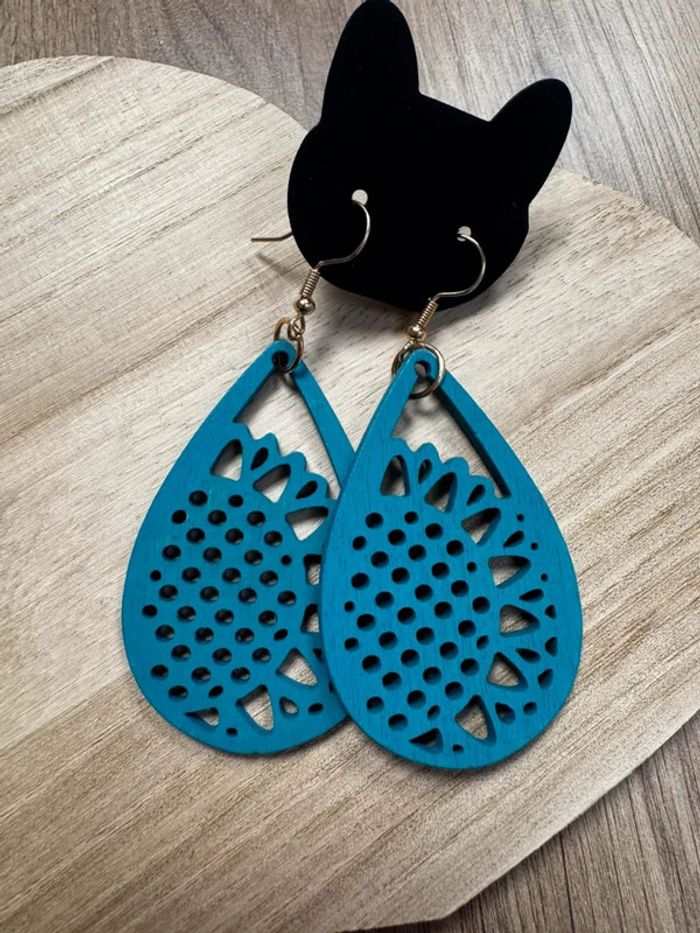 Paire de boucles d’oreilles turquoise - photo numéro 2