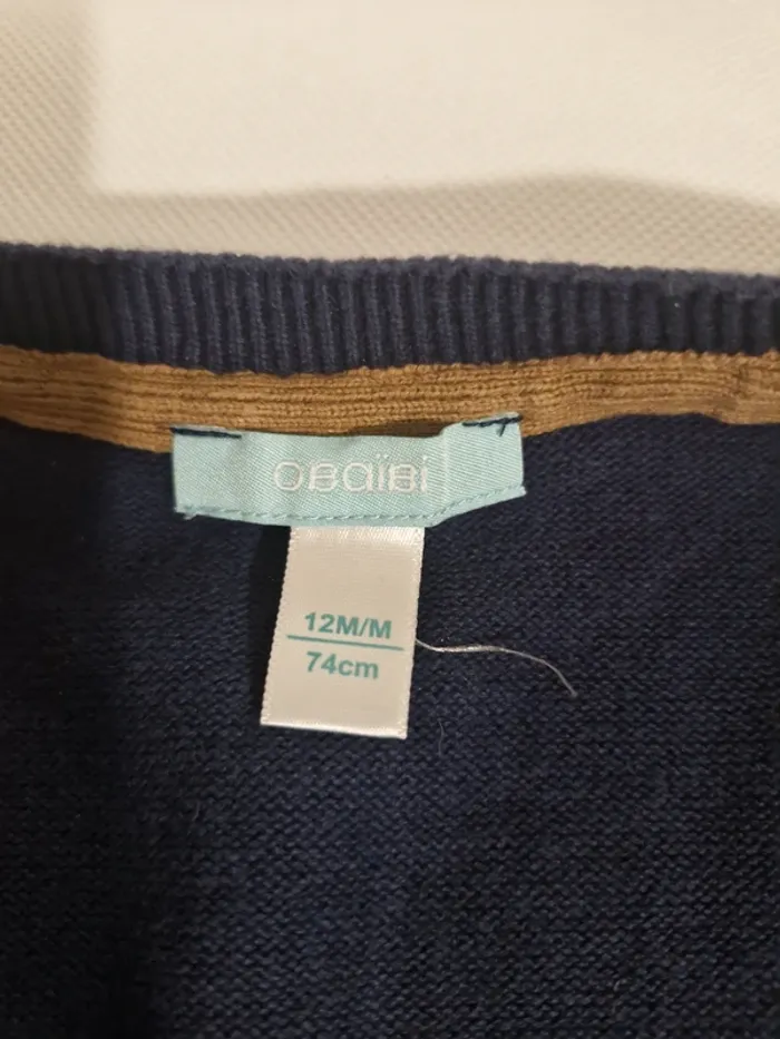 Gilet zippé bleu marine 12 mois (74 cm) Obaïbi - photo numéro 5