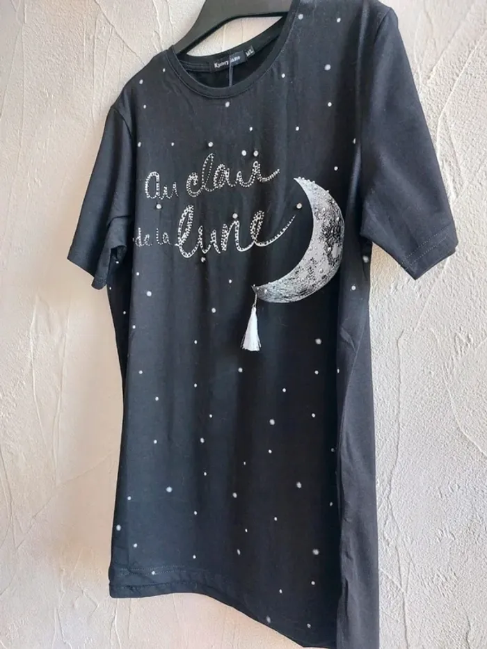 T-shirt noir 'Au clair de la lune' Taille M/L - photo numéro 4