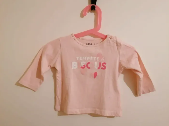Lot tee-shirt fille manches longues 6 mois gémo - photo numéro 2
