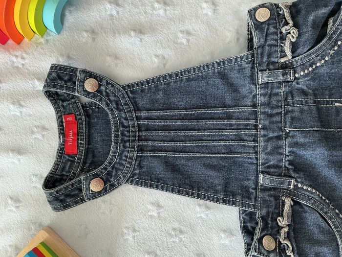 robe salopette en jean bleu poches cotés 12 mois tissaia - photo numéro 7