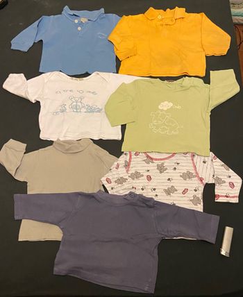 Lot de 7 tee shirts manches longues - 6 mois
