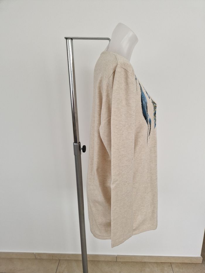 Haut beige crème motif plumes bleues H&L - photo numéro 7