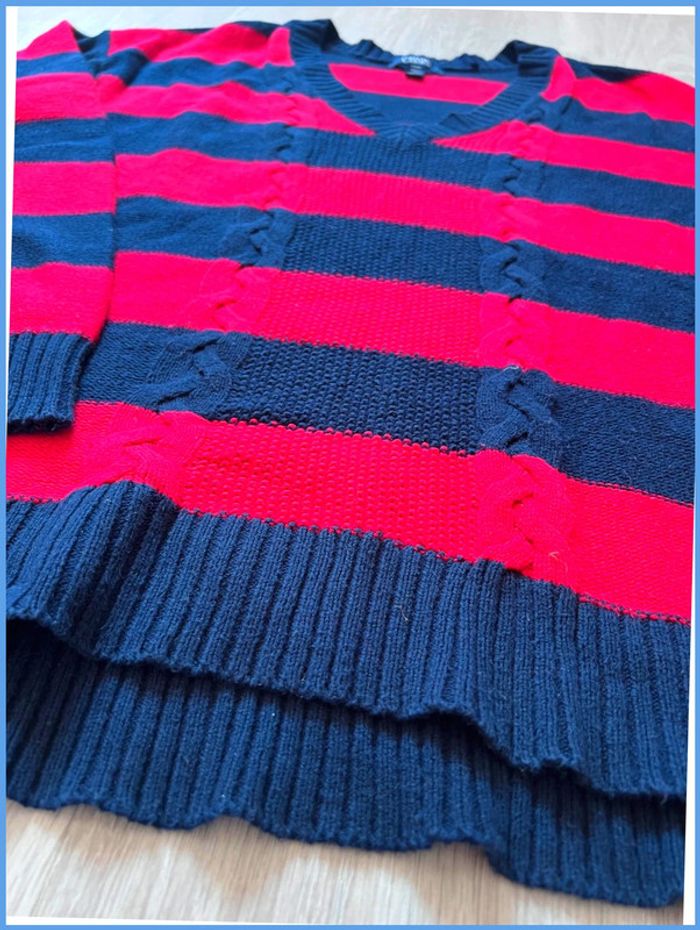 Pull torsadé Femme Chaps Rouge et Bleu marine Taille L - photo numéro 12