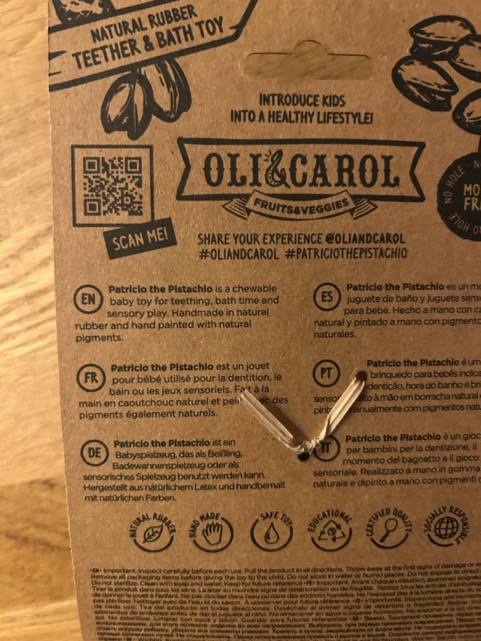 Anneau de dentition  - Patricio la pistache - Oli & Carol - photo numéro 2