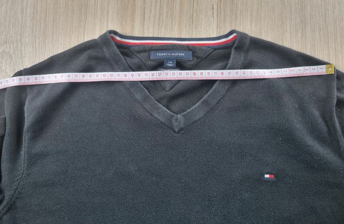 Sweat à coll V Tommy Hilfiger noir " Prenium Cotton " Homme Taille M - photo numéro 7