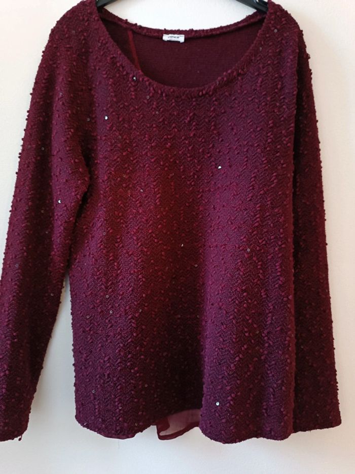 Magnifique pull sequins bordeaux - taille M - neuf - photo numéro 2