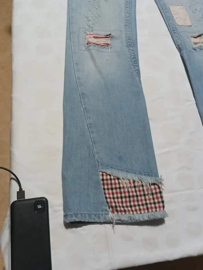 Pantalon jeans femme Vintage Avenue taille 38/40 coupe évasée pattes d' éléphants rétro vintage - photo numéro 2