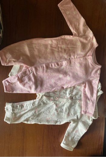 🌸 Pyjamas bébé fille – Lot de 2 – 1 mois 👶💖