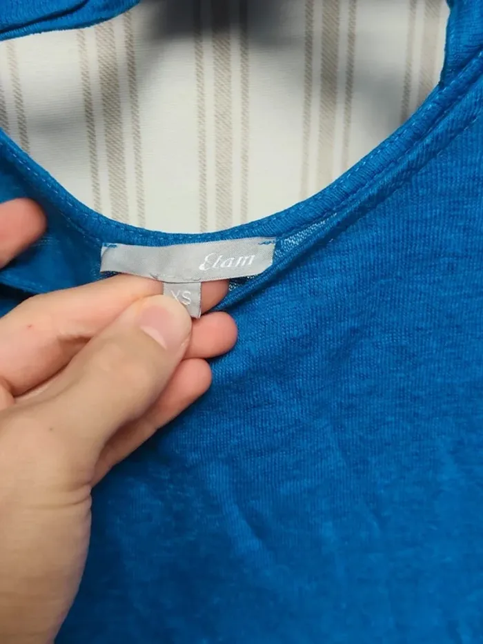 T-shirt bleu léger dos à nouer - photo numéro 3