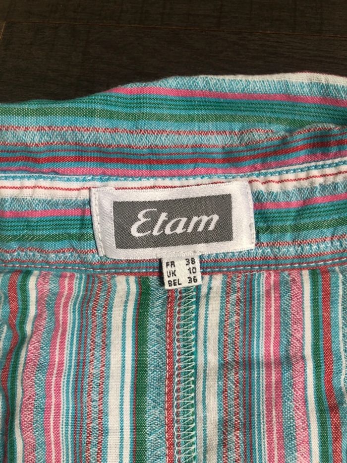 Tunique rayée Etam taille 38 y2k verte blanche rose - photo numéro 4