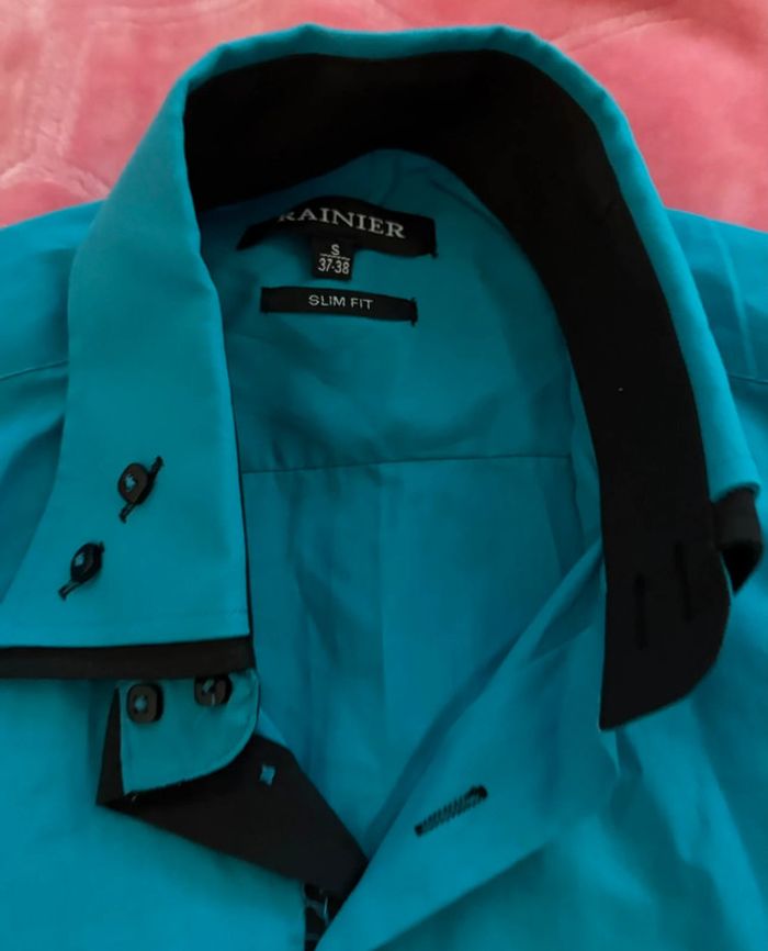 Chemise bleu uni manche courte - photo numéro 4