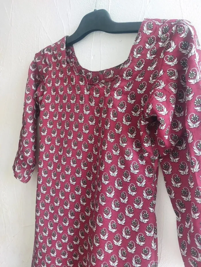 Robe/Tunique mprimée bordeaux - photo numéro 5