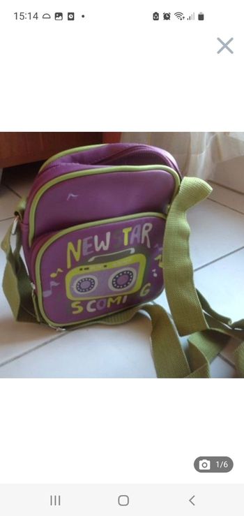 Sac sacoche bandoulière  violet/ vert olive simili