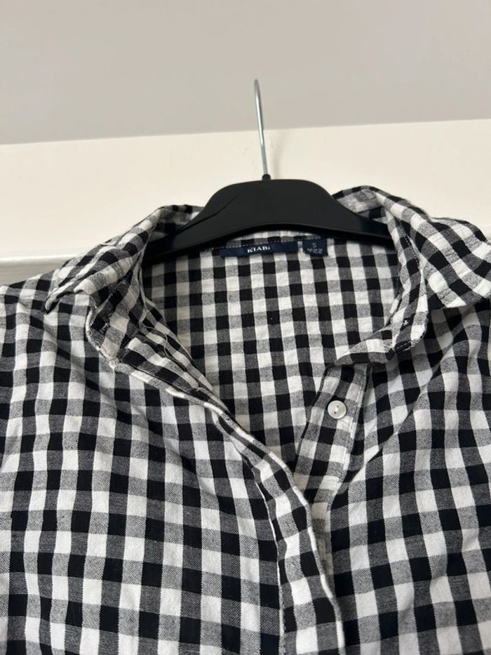 chemise femme à carreaux noir et blanc avec manche nouer Kiabi S neuf - photo numéro 6